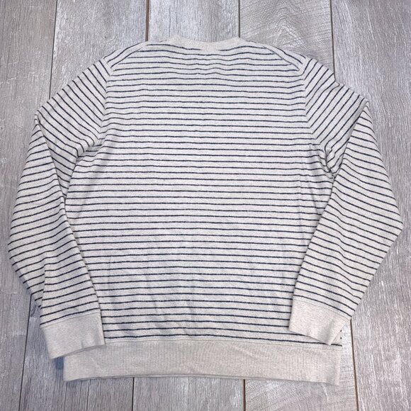 Fossil Sweater Mens Large Tan Crewneck Long Sleeve Pullover Striped Essential - Picture 3 of 8